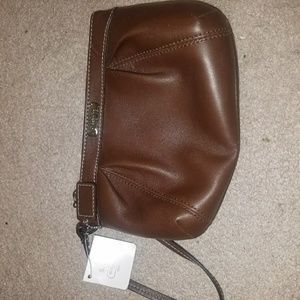 Coach brown leather wristlet